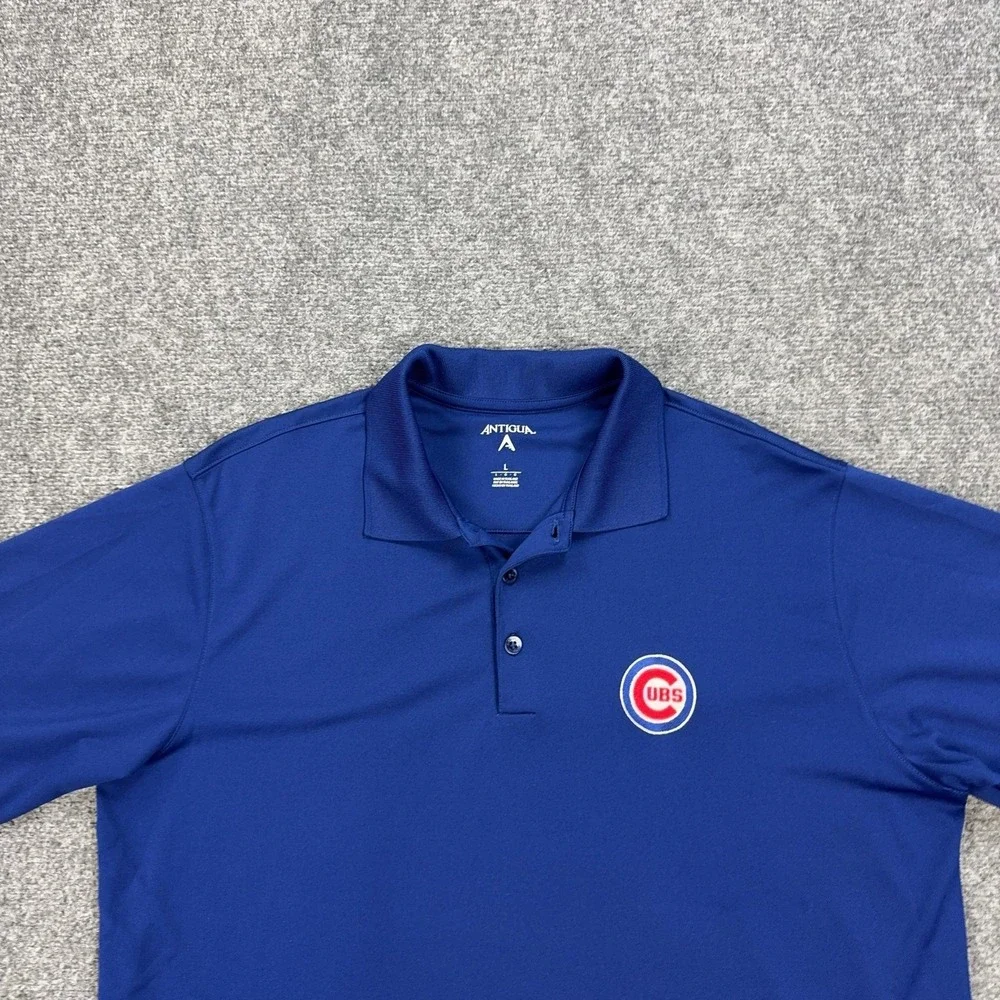 Chicago Cubs Shirt Mens Large Blue MLB Baseball Embroidered Polo Antigua